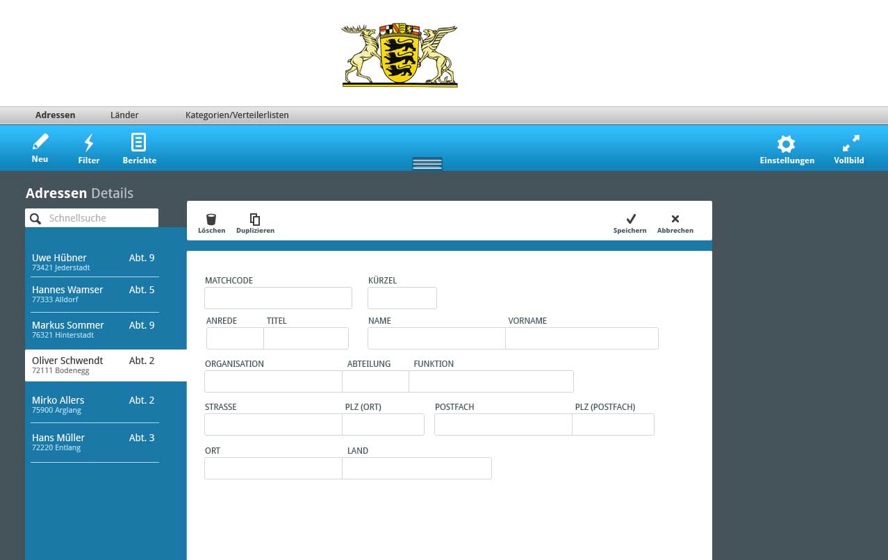 Referenzprojekt Adressverwaltung Umweltministerium Baden-Württemberg
