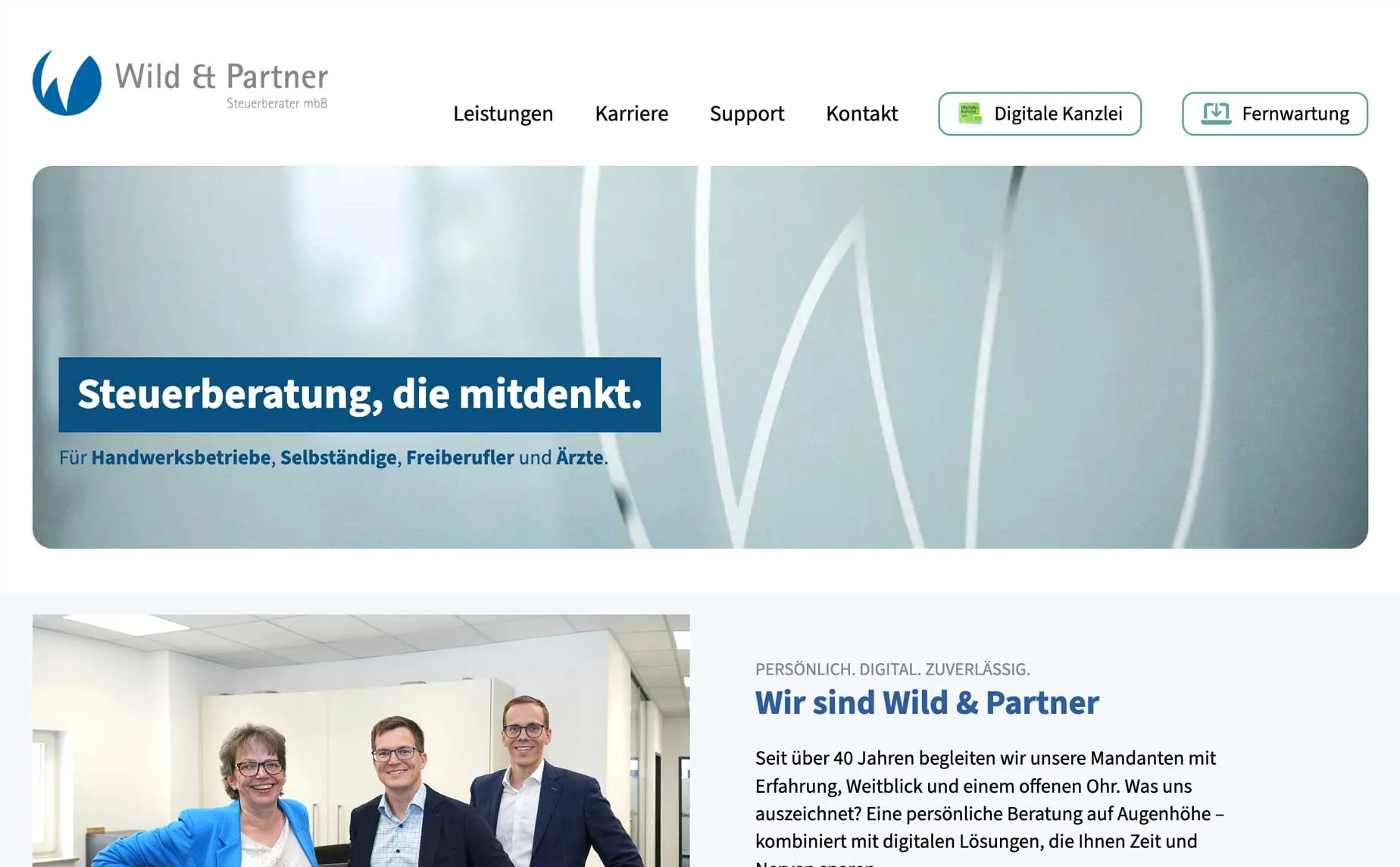 Webdesign Biberach – Homepage Steuerkanzlei Wild & Partner